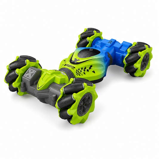 Voiture Télécommandée Enfant 4WD Stunt Bleu et Vert - Modèle Articulé 55A