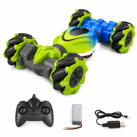 Voiture Télécommandée Enfant 4WD Stunt Bleu et Vert - Modèle Articulé 55A
