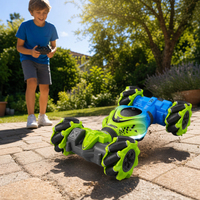 Voiture Télécommandée Enfant 4WD Stunt Bleu et Vert - Modèle Articulé 55A