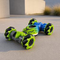 Voiture Télécommandée Enfant 4WD Stunt Bleu et Vert - Modèle Articulé 55A