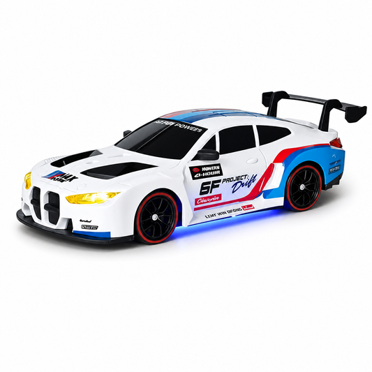 Voiture Télécommandée Enfant Drift GTR 4x4 Blanche 1:24 avec Boîte Cadeau