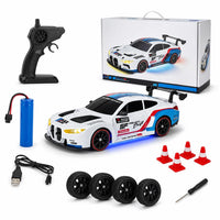 Voiture Télécommandée Enfant Drift GTR 4x4 Blanche 1:24 avec Boîte Cadeau